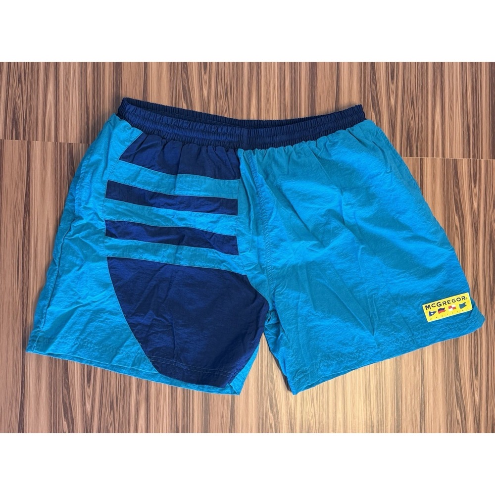 Vintage McGregor Swim Trunks Surfer Shorts 90s Vibrant Color Block Blue Sz XL